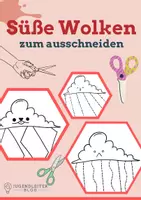 Vorschau - Mal- und Bastelvorlagen - 10 Scheren-Übungen: Süße Wolken zum ausmalen und ausschneiden - Deckblatt