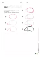Vorschau - Arbeitsblätter - How to draw a hedgehog & colouring picture *arts* - Seite 1