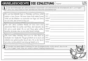 Vorschau - Arbeitsblätter - DIE GRUSELGESCHICHTE - Die Einleitung (Merkblatt + Arbeitsblatt) - Seite 1