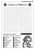 Vorschau - Arbeitsblätter - Ludwig van Beethoven Suchsel - Buchstabengitter - Seite 1