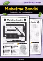 Vorschau - Arbeitsblätter - Mahatma Gandhi Suchsel - Buchstabengitter - Deckblatt