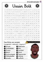 Vorschau - Arbeitsblätter - Usain Bolt Suchsel - Buchstabengitter - Seite 1