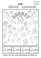 Vorschau - Arbeitsblätter - Herbstbilder zählen, anmalen, benennen, beschreiben, 1. Klasse - Seite 2