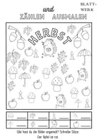 Vorschau - Arbeitsblätter - Herbstbilder zählen, anmalen, benennen, beschreiben, 1. Klasse - Seite 3