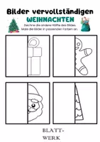 Vorschau - Arbeitsblätter - Kunst: Bilder vervollständigen: Winter, Weihnachten/Zusatz/Zwischendurch/Vertretung - Seite 1
