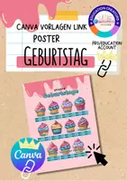 Vorschau - Poster - Canva Link-Vorlage: Poster Geburtstagskalender Cupcake - Deckblatt