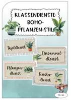 Vorschau - Poster - Klassendienste im Pflanzen-Boho-Stil (Classroom-Management) - Deckblatt