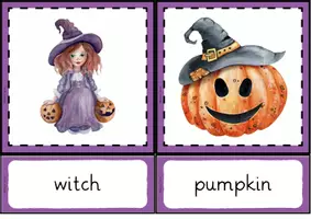 Aperçu - Inclusion - Halloween Flashcards Picture + Word Cards | Vocabulaire - Page 1