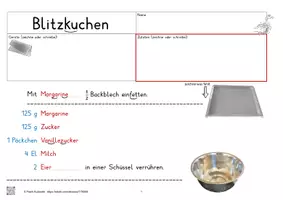 Vorschau - Arbeitsblätter - Blitzkuchen (Rührteig mit Madelsplittern) - Seite 1