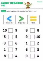 Vorschau - Arbeitsblätter - Mathematik Übungen Größer Kleiner gleich - Deckblatt