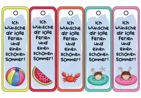 Vorschau - Mal- und Bastelvorlagen - Lesezeichen Sommerferien (Abschiedsgeschenk/Feriengeschenk) - Seite 1