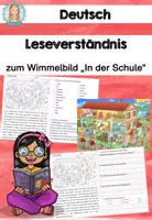Vorschau - Arbeitsblätter - Leseverständnis zum Wimmelbild "In der Schule" (2-fach differenzierte Aufgaben) - Deckblatt