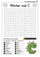 Vorschau - Arbeitsblätter - Wörter mit C Suchsel - Buchstabengitter - Seite 1