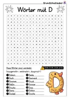 Vorschau - Arbeitsblätter - Wörter mit D Suchsel - Buchstabengitter - Seite 1