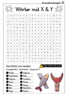 Vorschau - Spiele - Wörter mit X & Y Suchsel - Buchstabengitter - Seite 1