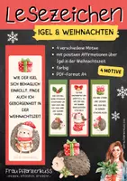 Vorschau - Mal- und Bastelvorlagen - Lesezeichen mit positiven Affirmationen über Igel in der Weihnachtszeit - Seite 1
