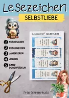 Vorschau - Mal- und Bastelvorlagen - Lesezeichen mit positiven Affirmationen über Selbstliebe mit niedlichen Pinguin-Motiven in der Weihnachtszeit - Seite 2