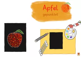 Vorschau - Mal- und Bastelvorlagen - Apfel - gepunktet - Herbst Klasse 1, 2 - Seite 1