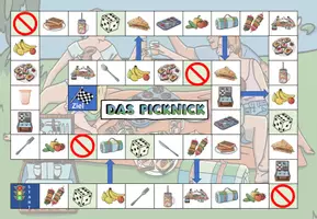 Vorschau - Spiele - Brettspiel / Spielplan "Das Picknick" Im Park - DaZ / DaF / Deutsch - Seite 1