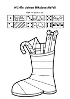 Vorschau - Arbeitsblätter - Stiefel würfeln, Nikolaus, Weihnachten - Deckblatt