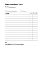 Vorschau - Lehrpläne/Lehrermaterial - Bewertungsbogen Kunst editierbar - Seite 1