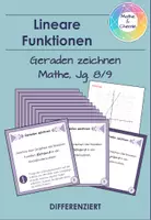 Vorschau - Aufgabenkarten - Lineare Funktionen - Geraden zeichnen - Deckblatt