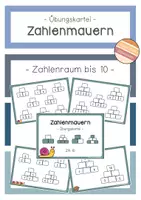 Vorschau - Aufgabenkarten - Zahlenmauern bis 10 - Übungskartei - Deckblatt