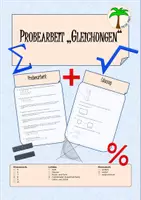 Vorschau - Klassenarbeiten - Probearbeit/Übungsarbeit "Gleichungen" Klasse 8 - Deckblatt