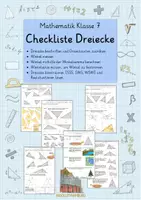 Vorschau - Arbeitsblätter - Dreiecke - Checkliste mit Lösungen 7. Klasse - Deckblatt