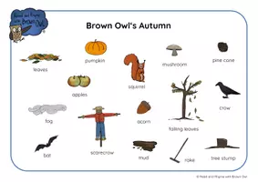 Aperçu - Feuilles d'exercices - Brown Owl's Autumn - WORDMATS - Page 1