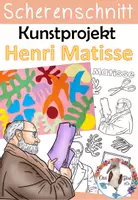 Vorschau - Unterrichtsreihen - Kunstprojekt - Henri Matisse Scherenschnitt Collage - mit Smartboard Präsentation - Deckblatt