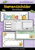 Vorschau - Mal- und Bastelvorlagen - Bienen Namensschilder für die Bienenklasse - 3 Vorlagen - Deckblatt