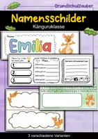 Vorschau - Mal- und Bastelvorlagen - Känguru Namensschilder für die Känguruklasse - 3 Vorlagen - Deckblatt