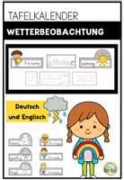 Vorschau - Präsentationen/Tafelbilder - Wetterbeobachtung - Wetter - Klassenkalender - deutsch - englisch - Aushang - Deckblatt