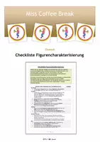 Vorschau - Arbeitsblätter - Charakterisierung einer literarischen Figur (Checkliste) - Deckblatt