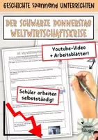 Vorschau - Arbeitsblätter - Youtubevideo: Weltwirtschaftskrise 1929/Der Schwarze Donnerstag+Arbeitsblätter - Deckblatt