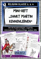 Vorschau - Unterrichtsreihen - Sankt Martin kennenlernen - Infos, Legende, Arbeitsblätter Klasse 2, 3, 4 - Deckblatt