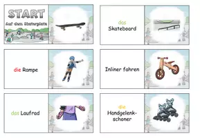 Vorschau - Spiele - Domino "Auf dem Skateplatz" Im Park - mit Arbeitsblatt - DaZ / DaF / Deutsch - Seite 1