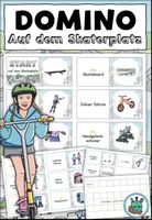 Vorschau - Spiele - Domino "Auf dem Skateplatz" Im Park - mit Arbeitsblatt - DaZ / DaF / Deutsch - Deckblatt