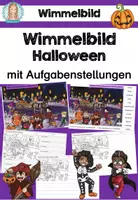 Vorschau - Arbeitsblätter - Wimmelbild: Halloweenkinder (mit Aufgabenstellungen) #huhuhalloween - Deckblatt