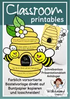 Vorschau - Arbeitsblätter - Bienenstock basteln Bienen Wiese Insekten Bastelvorlage Arbeitsblatt Anhänger - Deckblatt