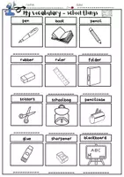 anteprima - Esercizi - Inglese Fogli di lavoro: School Things - Pagina 1