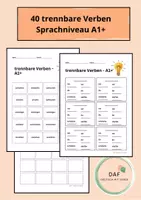 Vorschau - Arbeitsblätter - DaF/DaZ: 40 trennbare Verben - Sprachniveau A1+ - Deckblatt