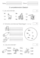 Vorschau - Test - Lernzielkontrolle Deutsch Klasse 1 (erste Silben und Wörter lesen, Anlaute) - Seite 1