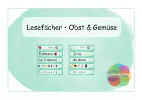 Vorschau - Mal- und Bastelvorlagen - Lesefächer Schrift Anlautbilder Obst Gemüse - Deckblatt