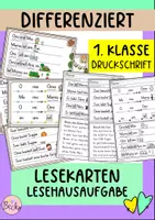Vorschau - Aufgabenkarten - Lesekarten, Lesehausaufgabe differenziert (M, I, A, O) - Deckblatt