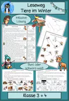 Vorschau - Arbeitsblätter - Leseweg "Tiere im Winter", Sachtext Winterschlaf, Sachunterricht, Deutsch, Klasse 3, Klasse 4 - Deckblatt