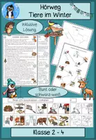 Vorschau - Arbeitsblätter - Hörweg "Tiere im Winter", Sachtext Winterschlaf, Hörübung, Sachunterricht, Klasse 2, Klasse 3, Deutsch, Klasse 4 #silvesterknaller25 - Deckblatt