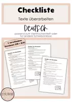 Vorschau - Arbeitsblätter - Checkliste Texte überarbeiten - Deutsch - passend zum 4WH oder für andere Schreibanlässe - Deckblatt
