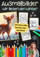 Vorschau - Mal- und Bastelvorlagen - Ausmalbilder Wir lieben den Winter mit schönen Sprüchen - Deckblatt